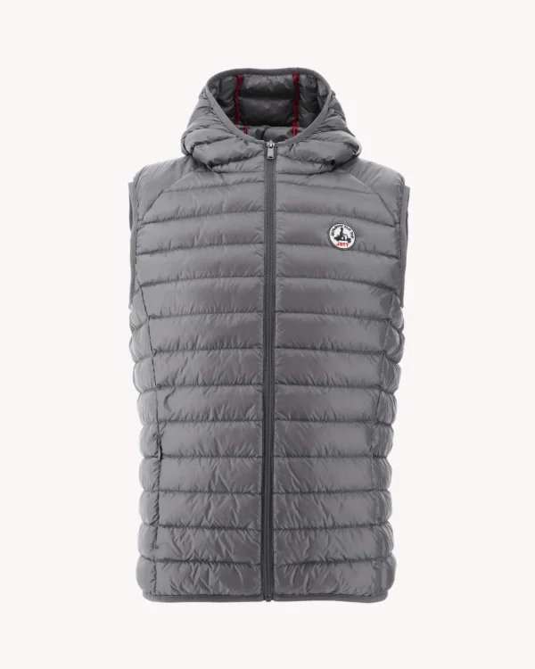 Clearance Anthracite Pat Hooded Sleeveless Down Jacket Men Down Jackets And Jackets