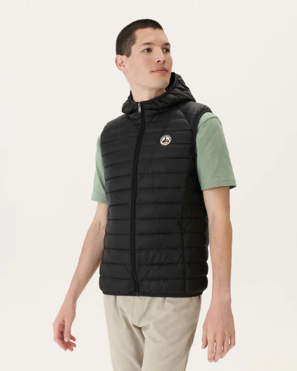 Sale Black Pat Sleeveless Hooded Down Jacket Men Down Jackets And Jackets