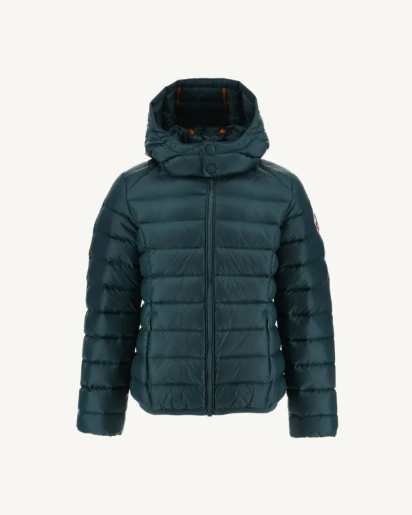 Cheap Children'S Hooded Down Jacket Grand Cold Dark Green Gold Kids Down Jackets