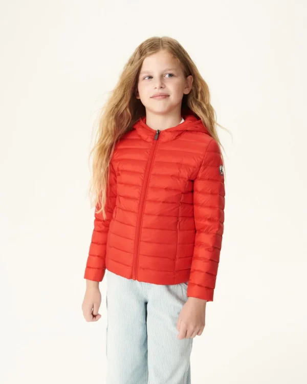 Store Children'S Light Hooded Down Jacket Bright Red Carla Kids Down Jackets