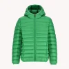 Shop Children'S Lightweight Hooded Puffer Jacket Green Hugo Kids Down Jackets