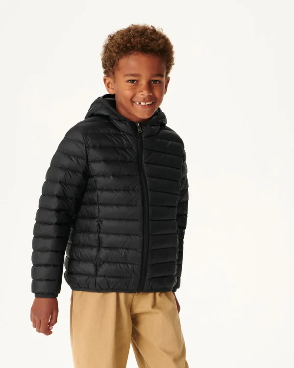 Outlet Children'S Lightweight Hooded Down Jacket Black Hugo Kids Down Jackets