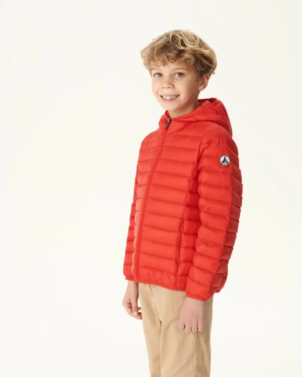 Clearance Children'S Lightweight Hooded Down Jacket Bright Red Hugo Kids Down Jackets