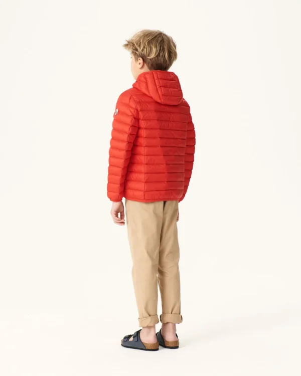 Clearance Children'S Lightweight Hooded Down Jacket Bright Red Hugo Kids Down Jackets