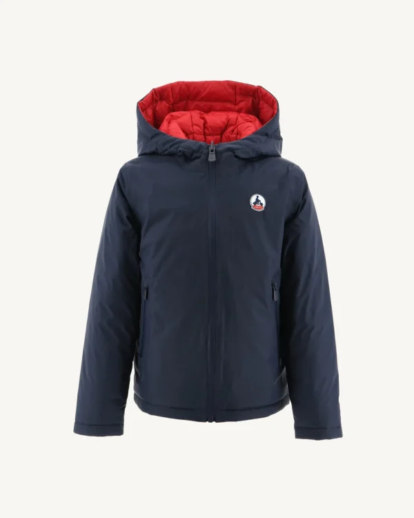 Best Children'S Reversible Hooded Down Jacket Navy/Red Zurich Kids Down Jackets