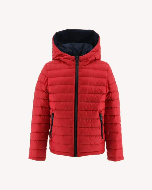 Best Children'S Reversible Hooded Down Jacket Navy/Red Zurich Kids Down Jackets