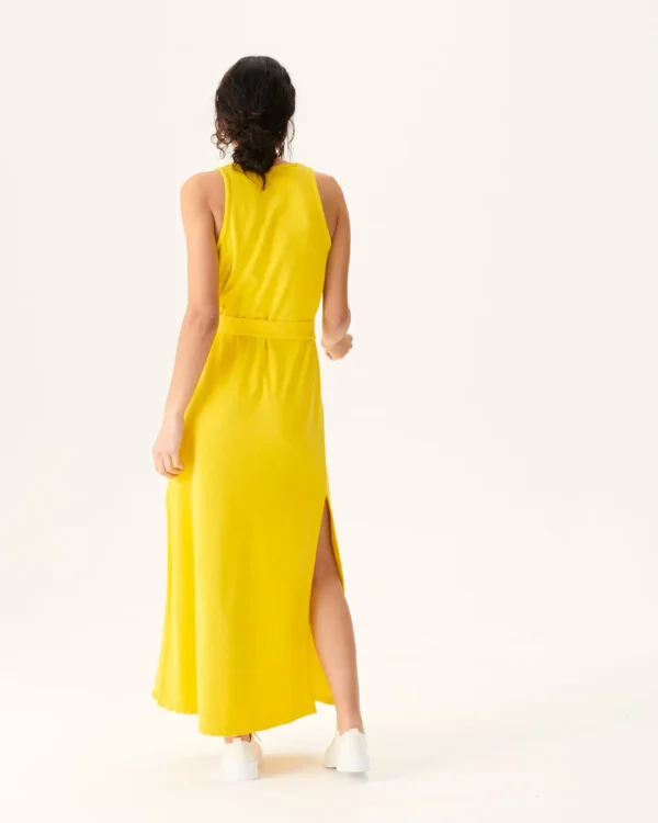 Hot Citron Ibiza Long Belted Terry Dress Women Clothes