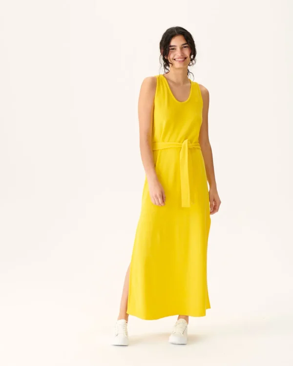 Hot Citron Ibiza Long Belted Terry Dress Women Clothes