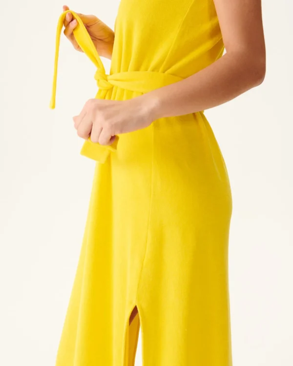 Hot Citron Ibiza Long Belted Terry Dress Women Clothes