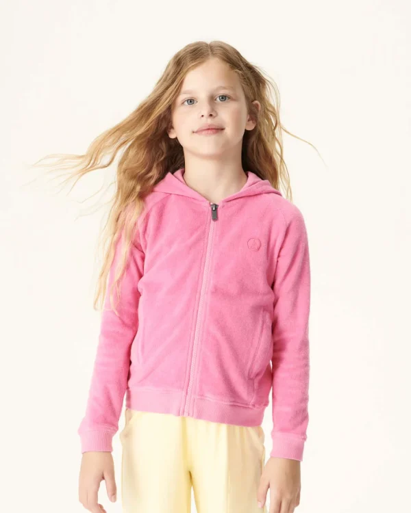 Sale Cotton Terry Zipped Jacket Intense Pink For Children Volta Kids Clothes