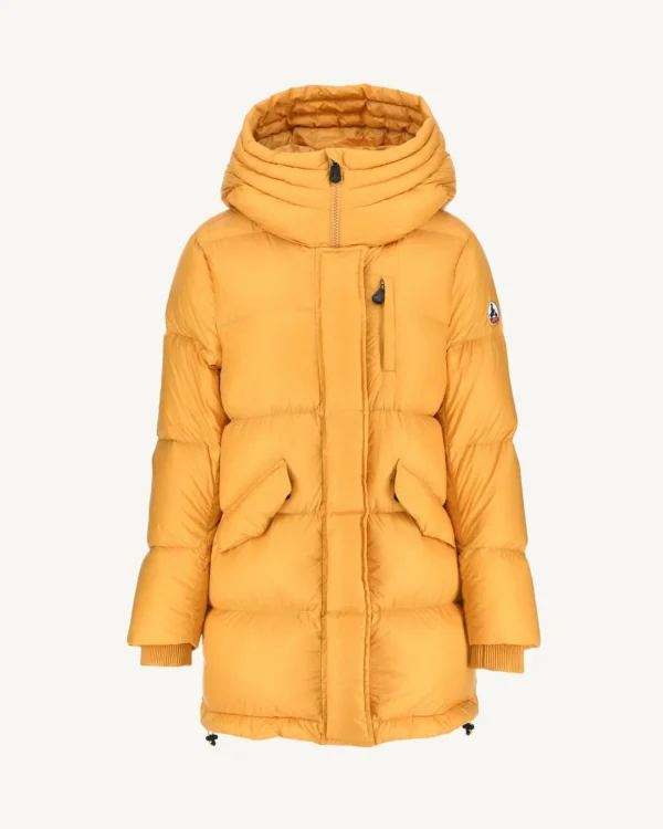 Shop Delhi Mustard Hooded Down Jacket Women Down Jackets & Jackets