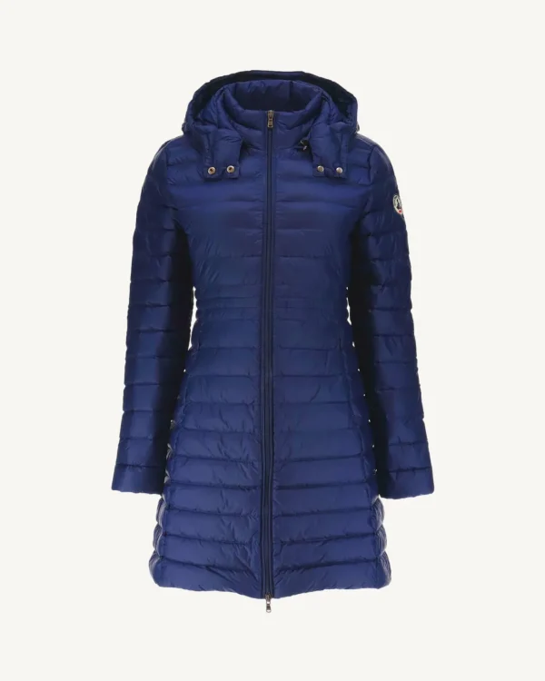 Discount Doudoune Longue A Capuche Bleu Abysse Vero Women Down Jackets & Jackets