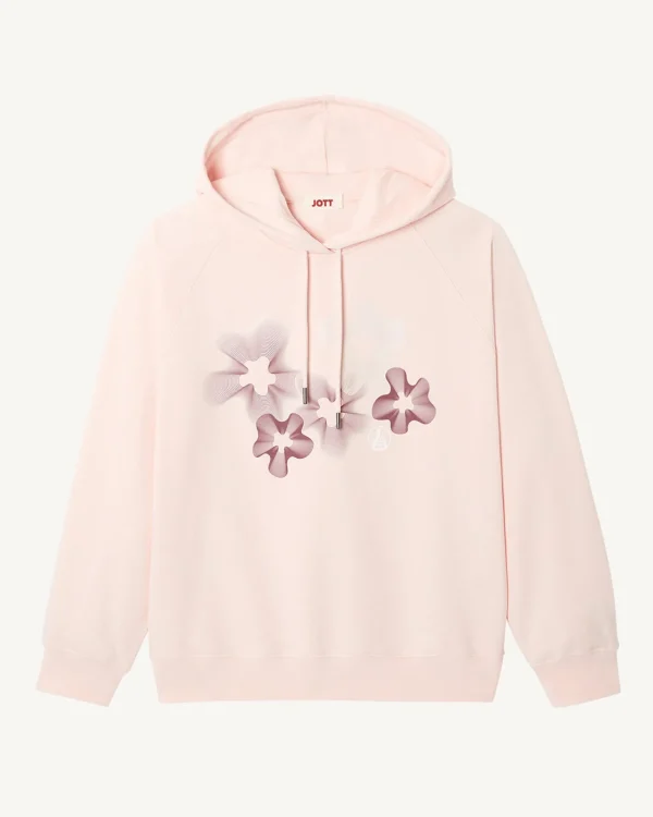 Clearance Floral Sweatshirt In Organic Cotton Light Pink Medina Women Clothes