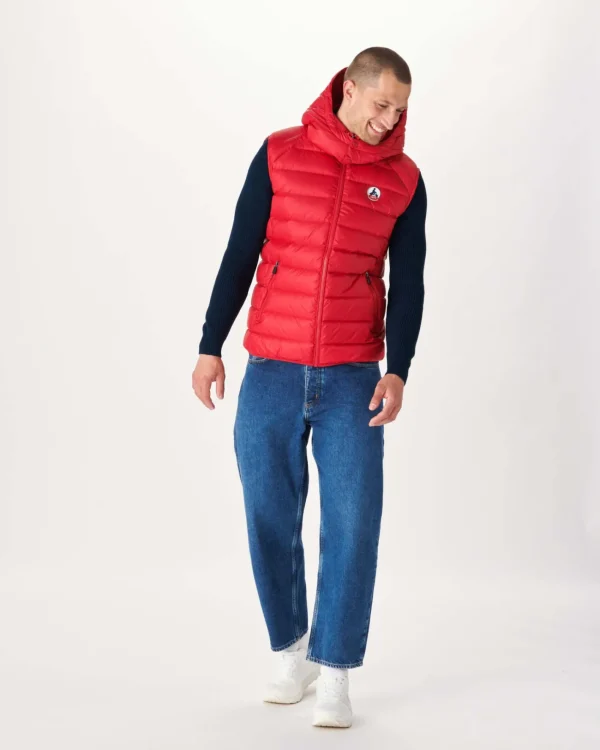 Cheap Grand Cold Sleeveless Down Jacket Red Silver Men Down Jackets And Jackets