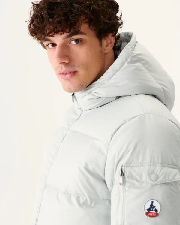 New Great Cold Hooded Down Jacket Light Gray Toledo Men Down Jackets And Jackets