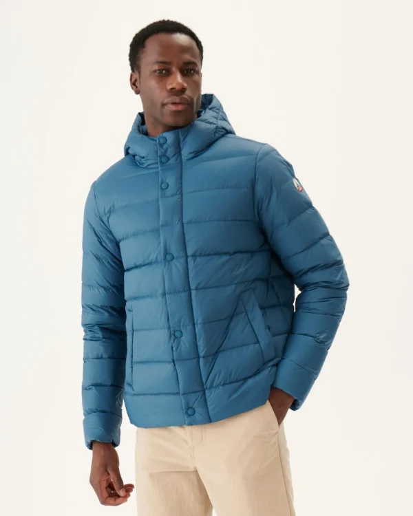 Outlet Jorge Jeans Blue Hooded Puffer Jacket Men Down Jackets And Jackets