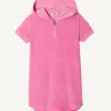 Clearance Kids Hot Pink Hooded Cotton Terry Dress Mini Kids Clothes