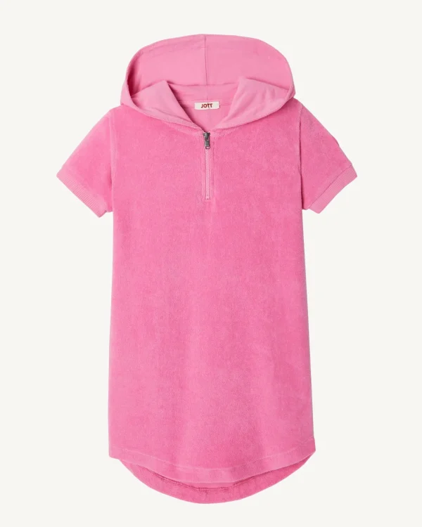 Clearance Kids Hot Pink Hooded Cotton Terry Dress Mini Kids Clothes