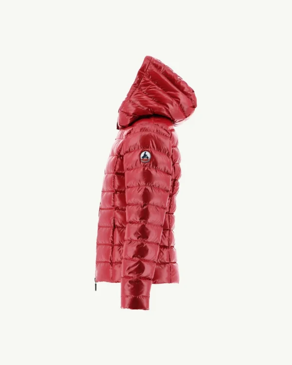 Best Sale Lacquered Hooded Down Jacket For Children Grand Froid Opal Red Kids Down Jackets