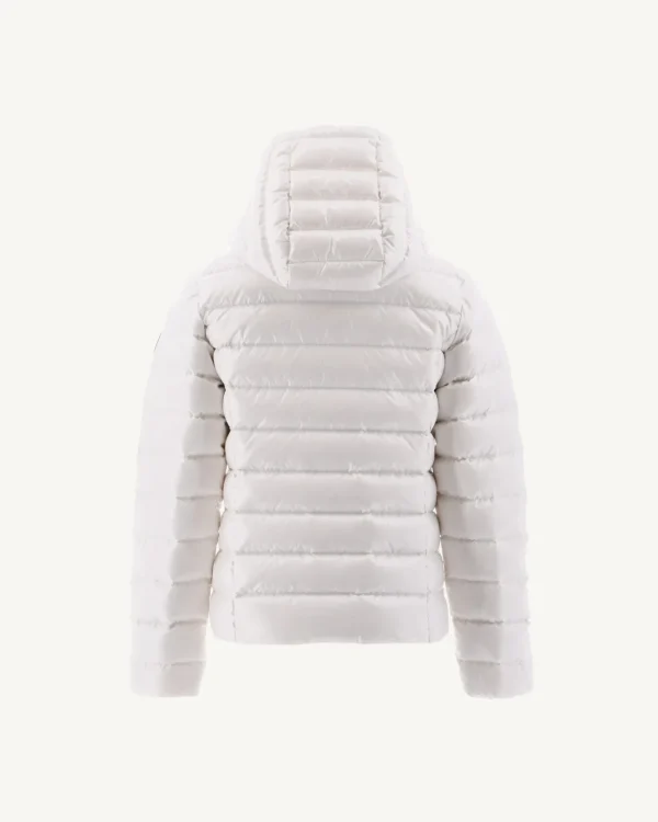 Clearance Lacquered Hooded Down Jacket For Children Grand Froid White Opal Kids Down Jackets