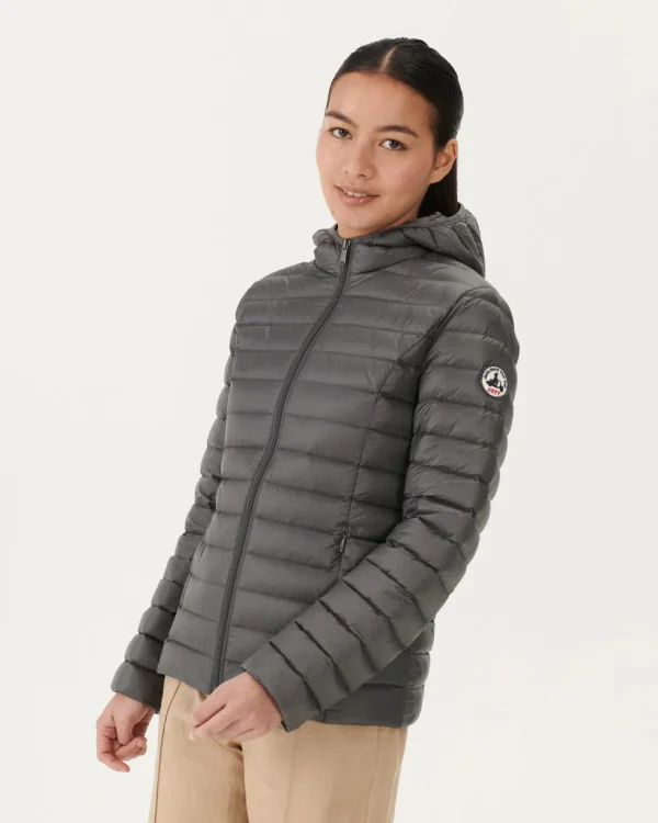 Outlet Light Hooded Down Jacket Anthracite Cloe Women Down Jackets & Jackets