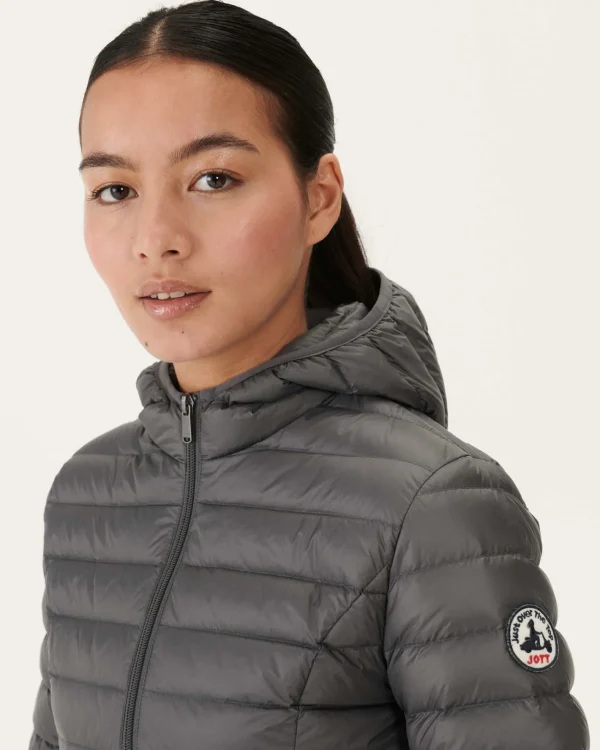 Outlet Light Hooded Down Jacket Anthracite Cloe Women Down Jackets & Jackets