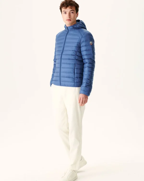 Best Light Hooded Puffer Jacket Denim Blue Nico Men Down Jackets And Jackets