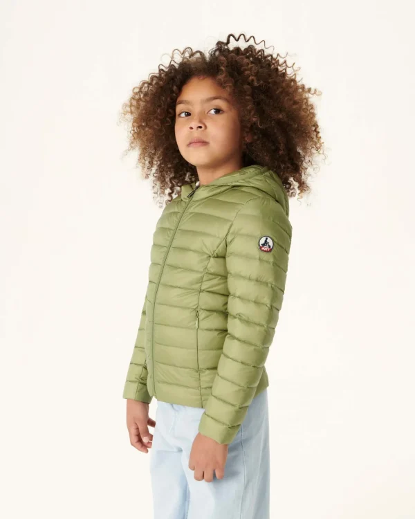 Best Light Khaki Children'S Lightweight Hooded Down Jacket Carla Kids Down Jackets