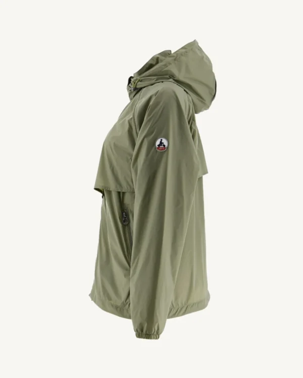 Best Light Khaki Scirocco Hooded Windbreaker Women Down Jackets & Jackets