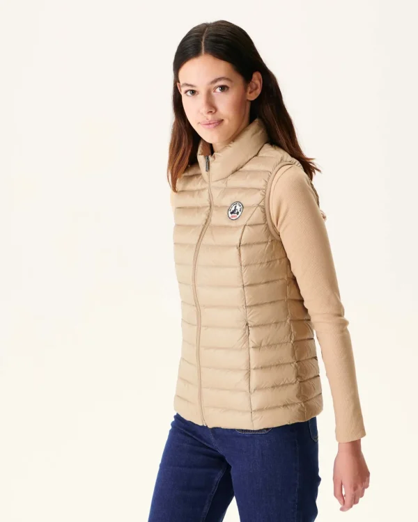 Hot Light Sleeveless Padded Jacket Beige Seda Women Down Jackets & Jackets