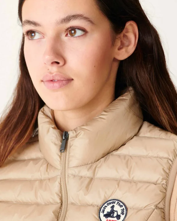 Hot Light Sleeveless Padded Jacket Beige Seda Women Down Jackets & Jackets