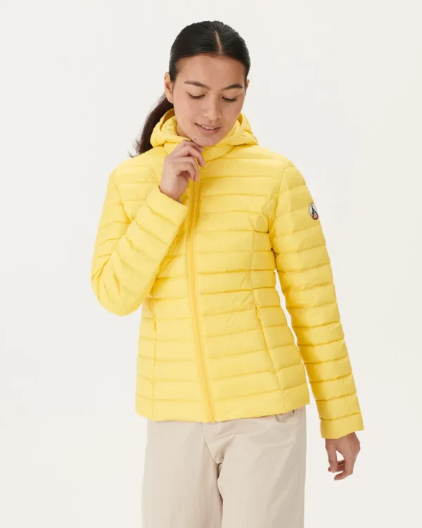 Cheap Lightweight Hooded Down Jacket Light Yellow Cloe Women Down Jackets & Jackets