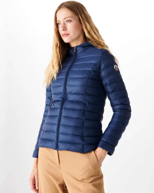 Shop Lightweight Hooded Down Jacket Deep Blue Cloe Women Down Jackets & Jackets