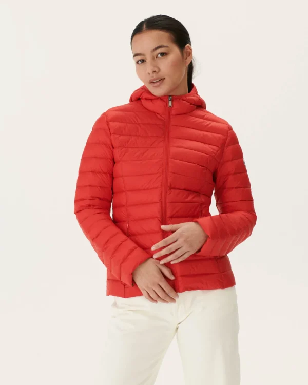 Outlet Lightweight Hooded Down Jacket Bright Red Cloe Women Down Jackets & Jackets