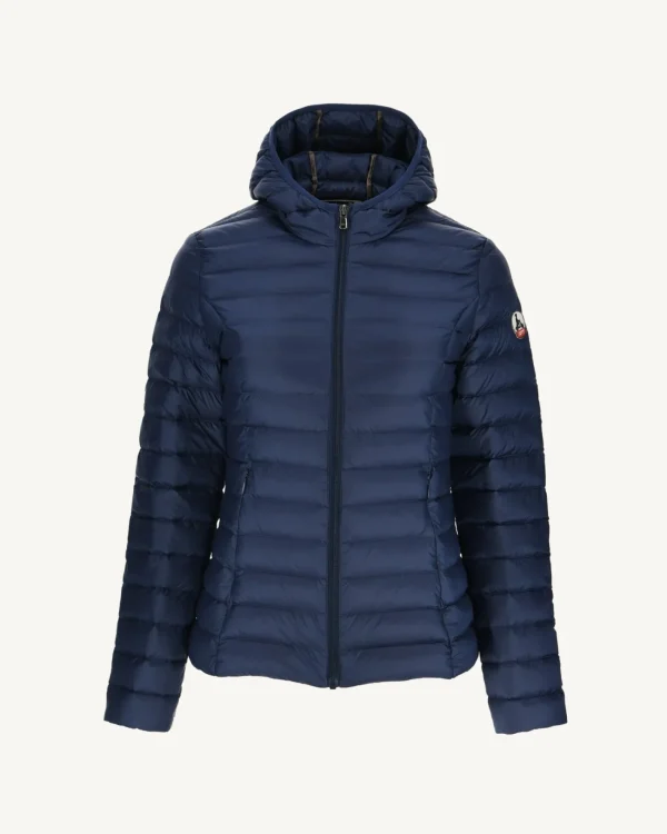 Shop Lightweight Hooded Down Jacket Deep Blue Cloe Women Down Jackets & Jackets