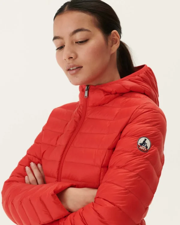 Outlet Lightweight Hooded Down Jacket Bright Red Cloe Women Down Jackets & Jackets