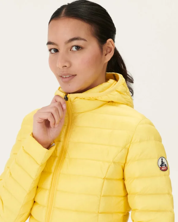 Cheap Lightweight Hooded Down Jacket Light Yellow Cloe Women Down Jackets & Jackets