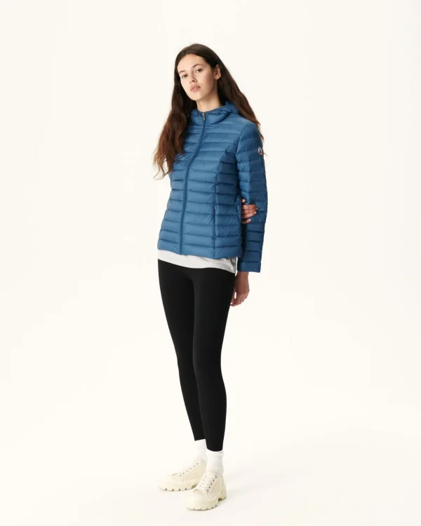 Flash Sale Lightweight Hooded Down Jacket Denim Blue Cloe Women Down Jackets & Jackets