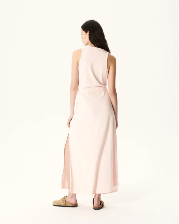 New Long Belted Dress In Terry Cloth Light Pink Ibiza Women Clothes