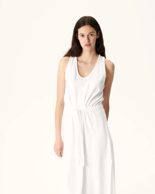 Flash Sale Long Belted Terrycloth Dress Ibiza White Women Clothes