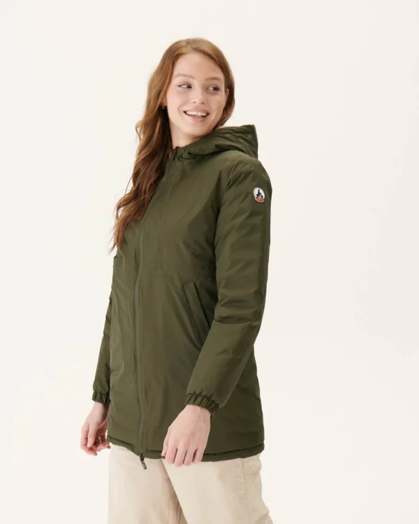 Shop Long Reversible Down Jacket Army/Light Pink Roma Women Down Jackets & Jackets