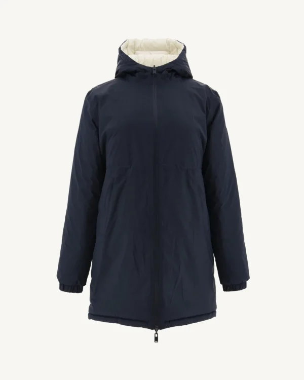 Shop Long Reversible Down Jacket Navy/White Roma Women Down Jackets & Jackets