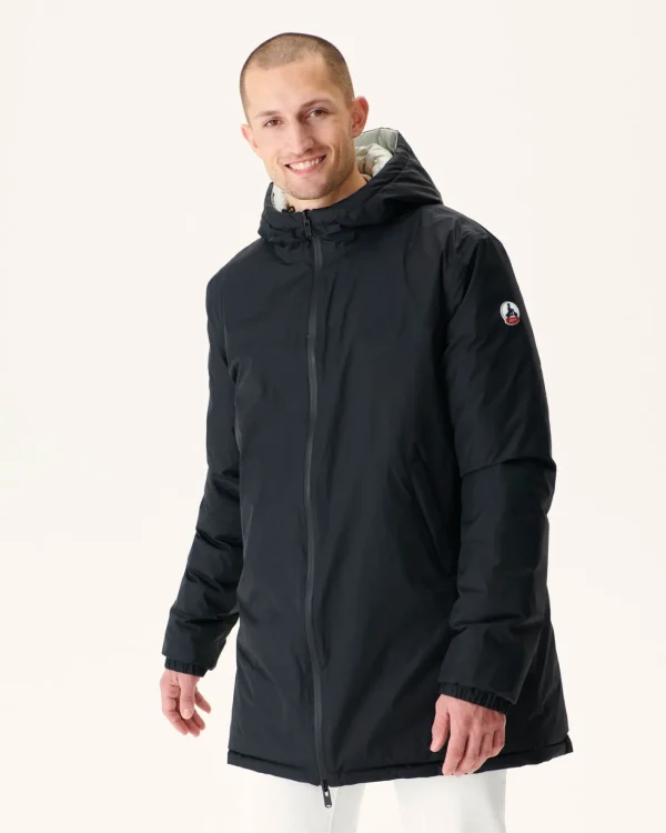 New Long Reversible Hooded Down Jacket Black/Light Gray Amsterdam Men Down Jackets And Jackets