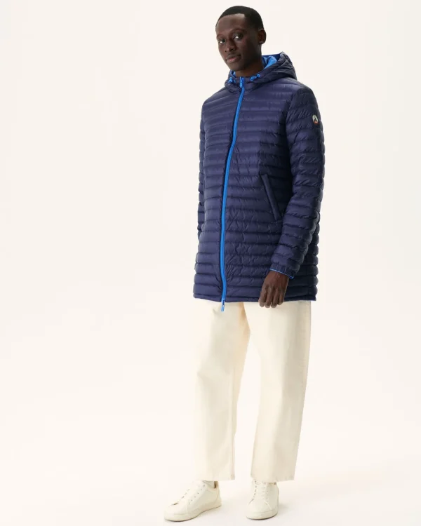 Store Long Reversible Hooded Down Jacket Azur/Marine Amsterdam Men Down Jackets And Jackets