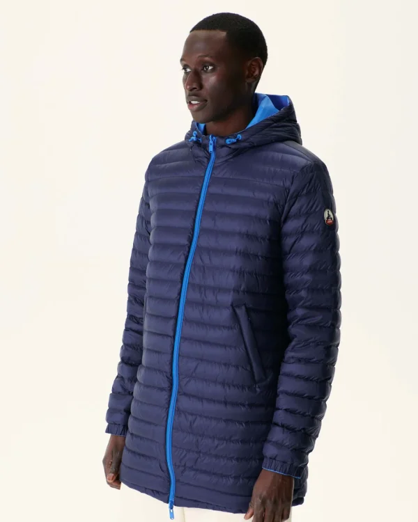 Store Long Reversible Hooded Down Jacket Azur/Marine Amsterdam Men Down Jackets And Jackets