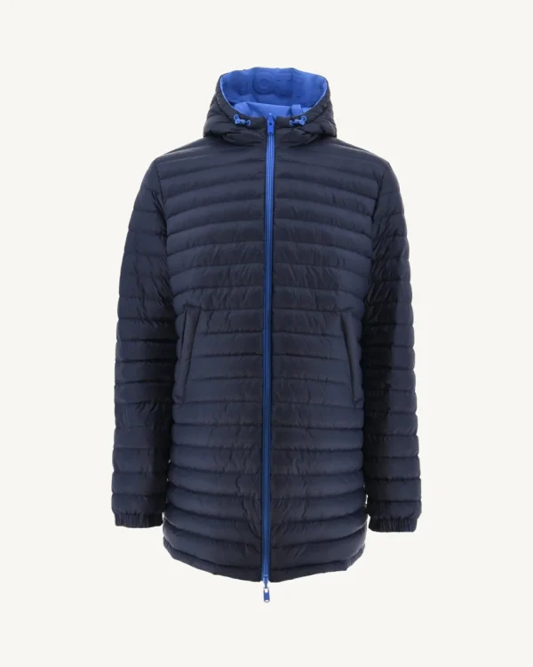 Store Long Reversible Hooded Down Jacket Azur/Marine Amsterdam Men Down Jackets And Jackets