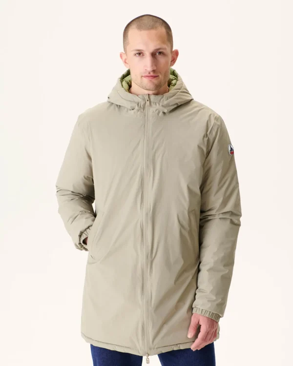 Best Long Reversible Hooded Puffer Jacket Beige/Light Khaki Amsterdam Men Down Jackets And Jackets