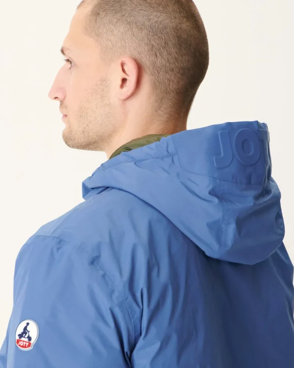 New Long Reversible Hooded Puffer Jacket Denim Blue/Army Amsterdam Men Down Jackets And Jackets