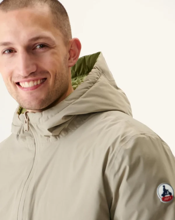 Best Long Reversible Hooded Puffer Jacket Beige/Light Khaki Amsterdam Men Down Jackets And Jackets