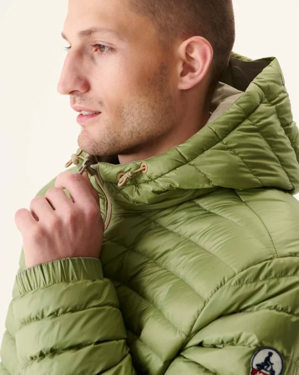 Best Long Reversible Hooded Puffer Jacket Beige/Light Khaki Amsterdam Men Down Jackets And Jackets